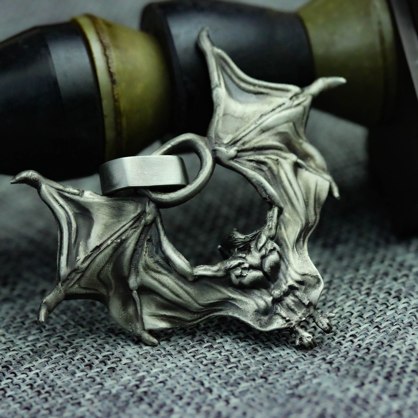 925 Silver Pendant Necklace, Gothic Bat Silver Pendant Necklace