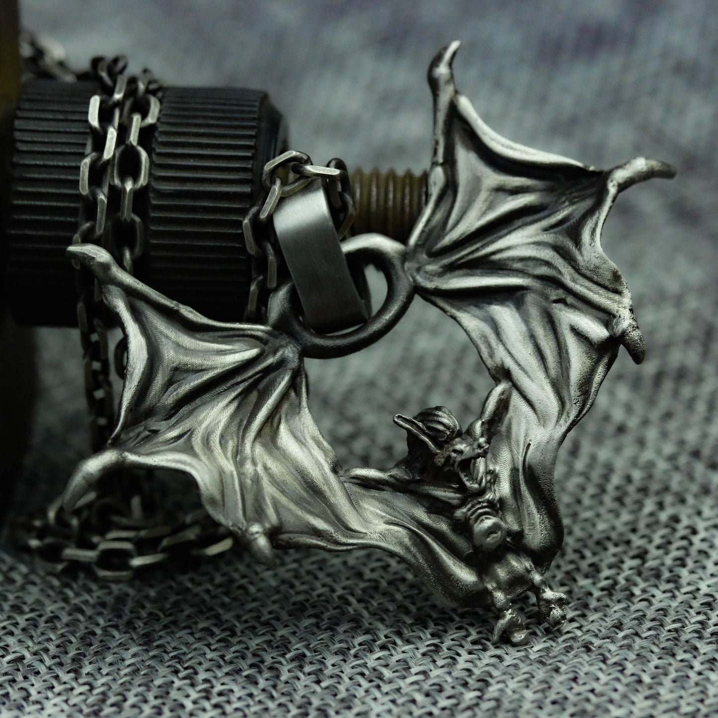 925 Silver Pendant Necklace, Gothic Bat Silver Pendant Necklace