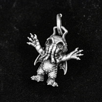 Little Cthulhu Pendant-Gothic Pendant-Handmade Cast Sterling Silver Gifts-Special Silver Gifts-Octopus Necklace-God's Call