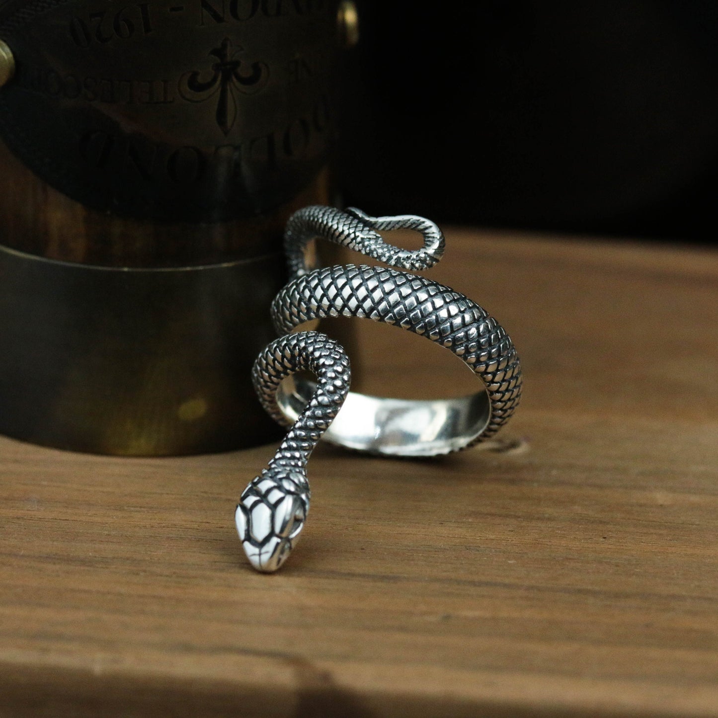 925 sterling silver snake ring, adjustable ring, open ring, vintage ring