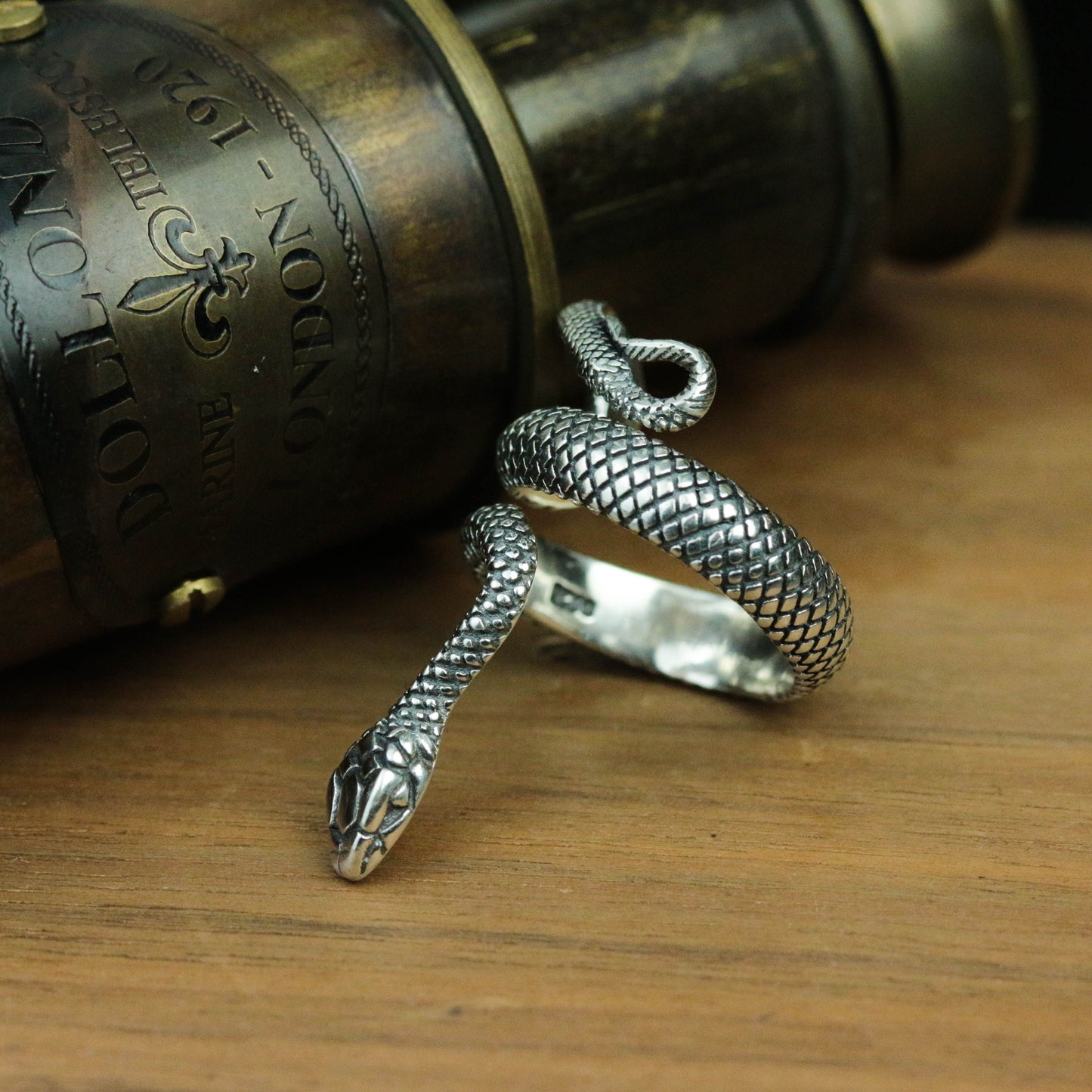 925 sterling silver snake ring, adjustable ring, open ring, vintage ring