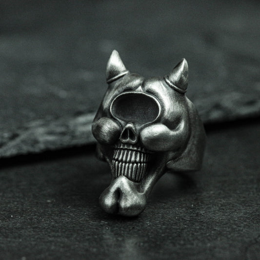 925 sterling silver Smiling Devil Ring, Devil silver Ring, Sinister Ring - Handmade