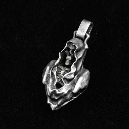 Gothic Necklace - Skull Silver Necklace - 925 Silver Skull Pendant - Mystery Gift - Large Pendant - Smile Silver Jewelry - Artisan Made