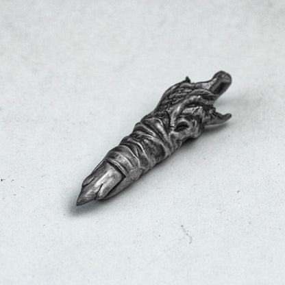 Devil Finger Necklace-Silver Necklace-Hand-Cast Jewelry-One Finger Pendant-Oxidation Jewelry-