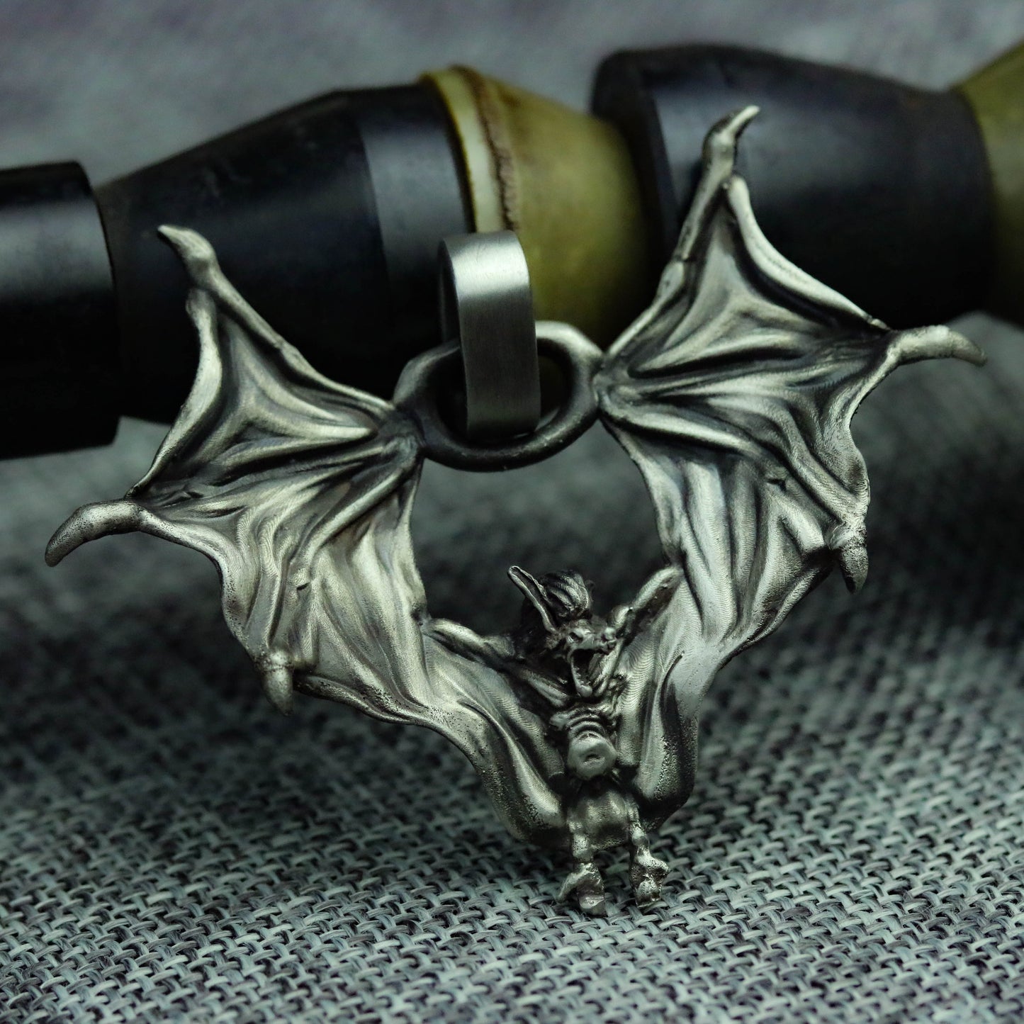 925 Silver Pendant Necklace, Gothic Bat Silver Pendant Necklace