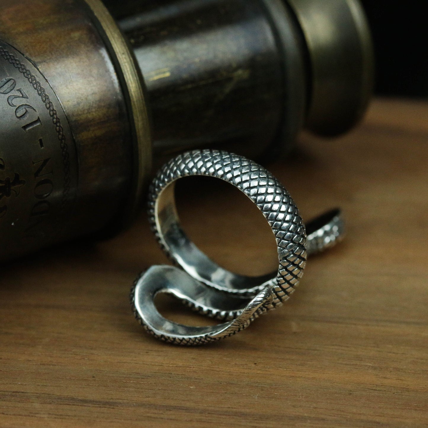 925 sterling silver snake ring, adjustable ring, open ring, vintage ring