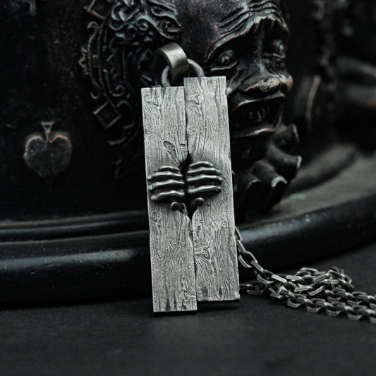 925 silver crypt door pendant, vampire pendant, ghost hand jewelry