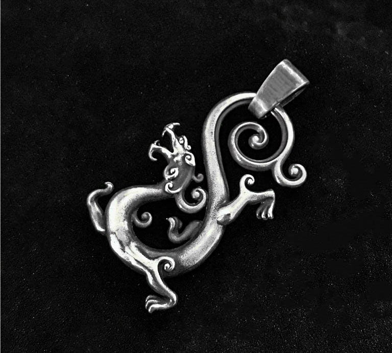 Sterling Silver Phoenix Necklace - Solid Sterling Silver Cast - Dragon Silver Pendant - Men's Jewelry