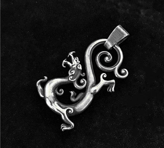 Sterling Silver Phoenix Necklace - Solid Sterling Silver Cast - Dragon Silver Pendant - Men's Jewelry