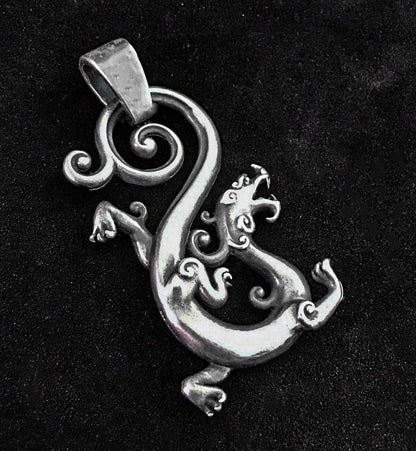 Sterling Silver Phoenix Necklace - Solid Sterling Silver Cast - Dragon Silver Pendant - Men's Jewelry