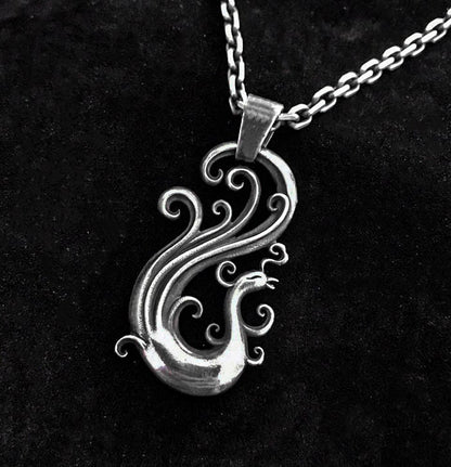 Phoenix Silver Pendant - Unisex Jewelry - Sterling Silver Phoenix Necklace - Couple Sterling Silver Necklace
