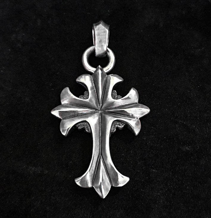 Punk Silver Pendant - Crow Heart Silver Necklace - Hand Cast Jewelry - Unisex Jewelry - Cross Couple Sterling Silver Necklace