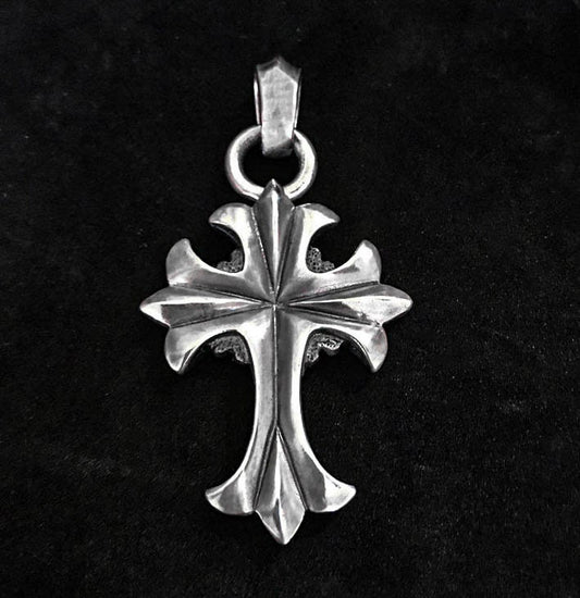 Punk Silver Pendant - Crow Heart Silver Necklace - Hand Cast Jewelry - Unisex Jewelry - Cross Couple Sterling Silver Necklace