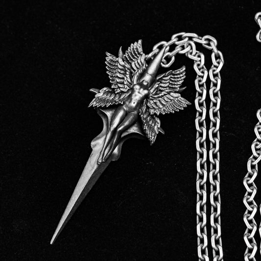 Seraphim Pendant - Angel Wings Pendant - Demon Necklace - Memorial Gift - Witch Gift - Fallen Angel Pendant - Nude Artwork