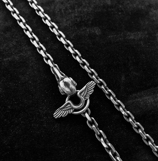 4mm Taijiao Chain-Sun God Bird Pendant-Sun God Bird Necklace-Silver Sweater Chain-Personality Gothic Necklace Unisex Necklace.