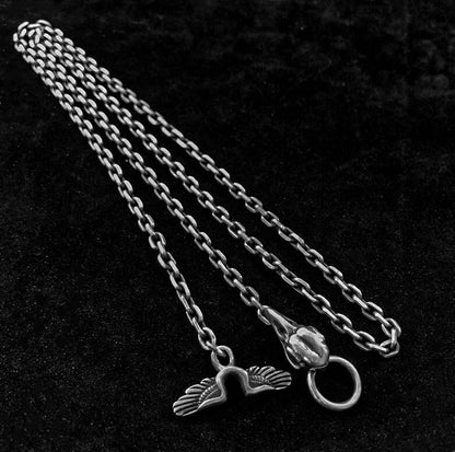 4mm Taijiao Chain-Sun God Bird Pendant-Sun God Bird Necklace-Silver Sweater Chain-Personality Gothic Necklace Unisex Necklace.