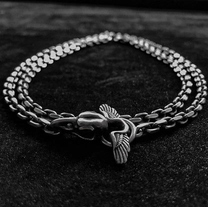 4mm Taijiao Chain-Sun God Bird Pendant-Sun God Bird Necklace-Silver Sweater Chain-Personality Gothic Necklace Unisex Necklace.