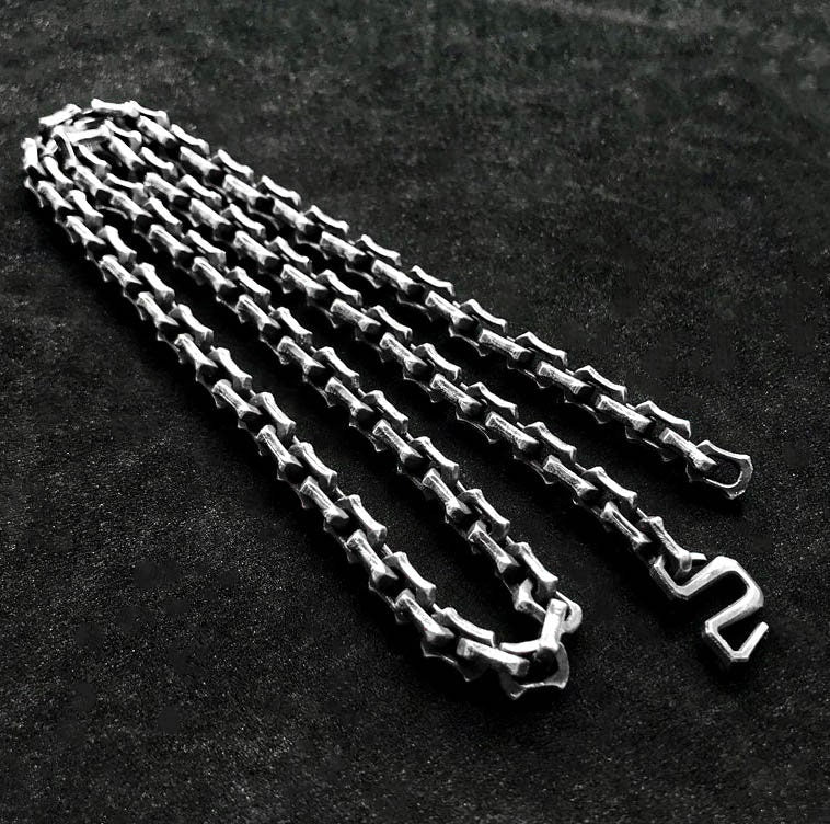 10mm angular necklace-silver chain-silver pendant-silver necklace-men's silver chain-adjustable size jewelry