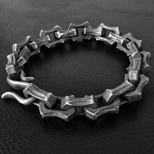 European and American 12mm Too Angle Bracelet - Silver Bracelet - Personalized Jewelry - Silver Men's Bracelet - Gift for Minimalists.