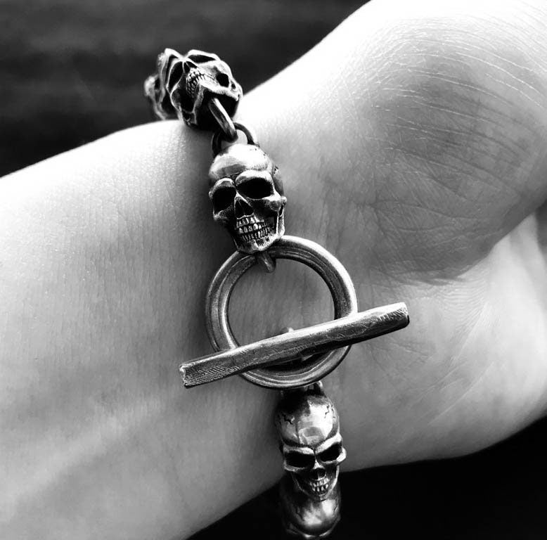 Men's Bracelet - Skull Silver Bracelet - Skull - Silver Skull - Silver Jewelry