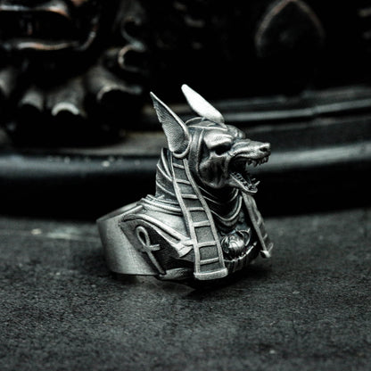 925 sterling silver Anubis ring, death ring, Anubis ring, Egyptian mythology jewelry - handmade
