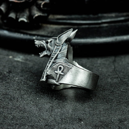 925 sterling silver Anubis ring, death ring, Anubis ring, Egyptian mythology jewelry - handmade