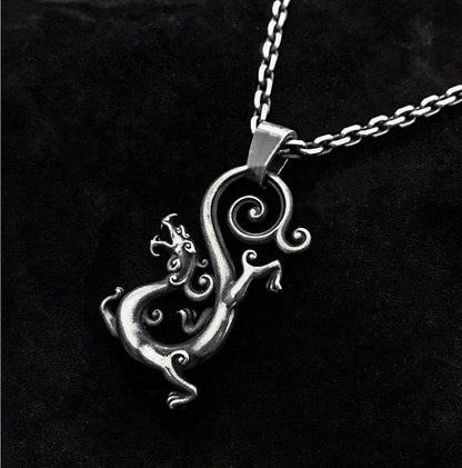 Sterling Silver Phoenix Necklace - Solid Sterling Silver Cast - Dragon Silver Pendant - Men's Jewelry