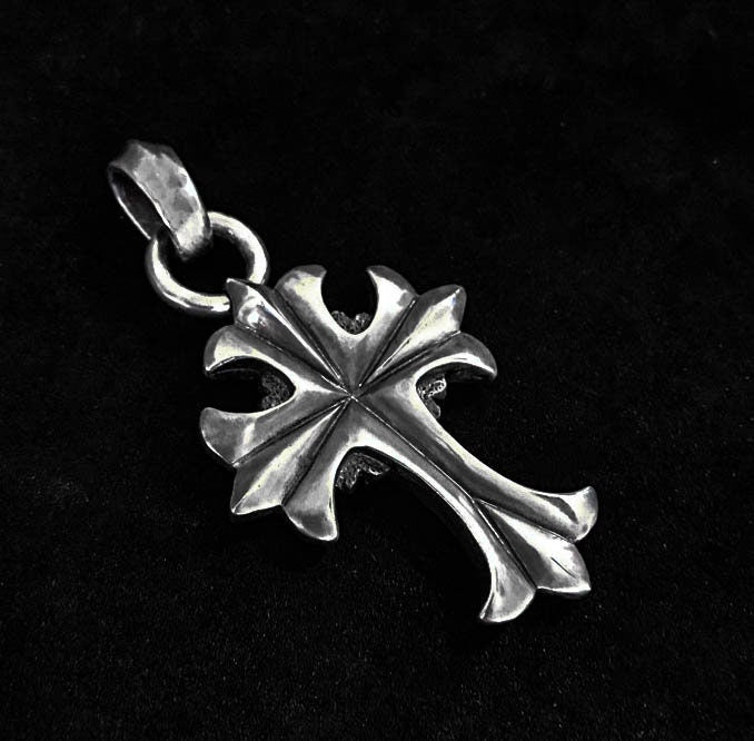 Punk Silver Pendant - Crow Heart Silver Necklace - Hand Cast Jewelry - Unisex Jewelry - Cross Couple Sterling Silver Necklace