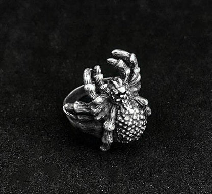 Large Spider Ring - Hand Cast Spider Ring - Realistic Spider Ring for Men - Vintage Creative Spider Jewelry - Sterling Silver Insect Ring.