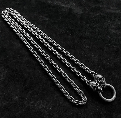 Skull 4mm Necklace Silver Sweater Chain Personality Gothic Necklace Pendant Set Boyfriend Gift Unisex Necklace.