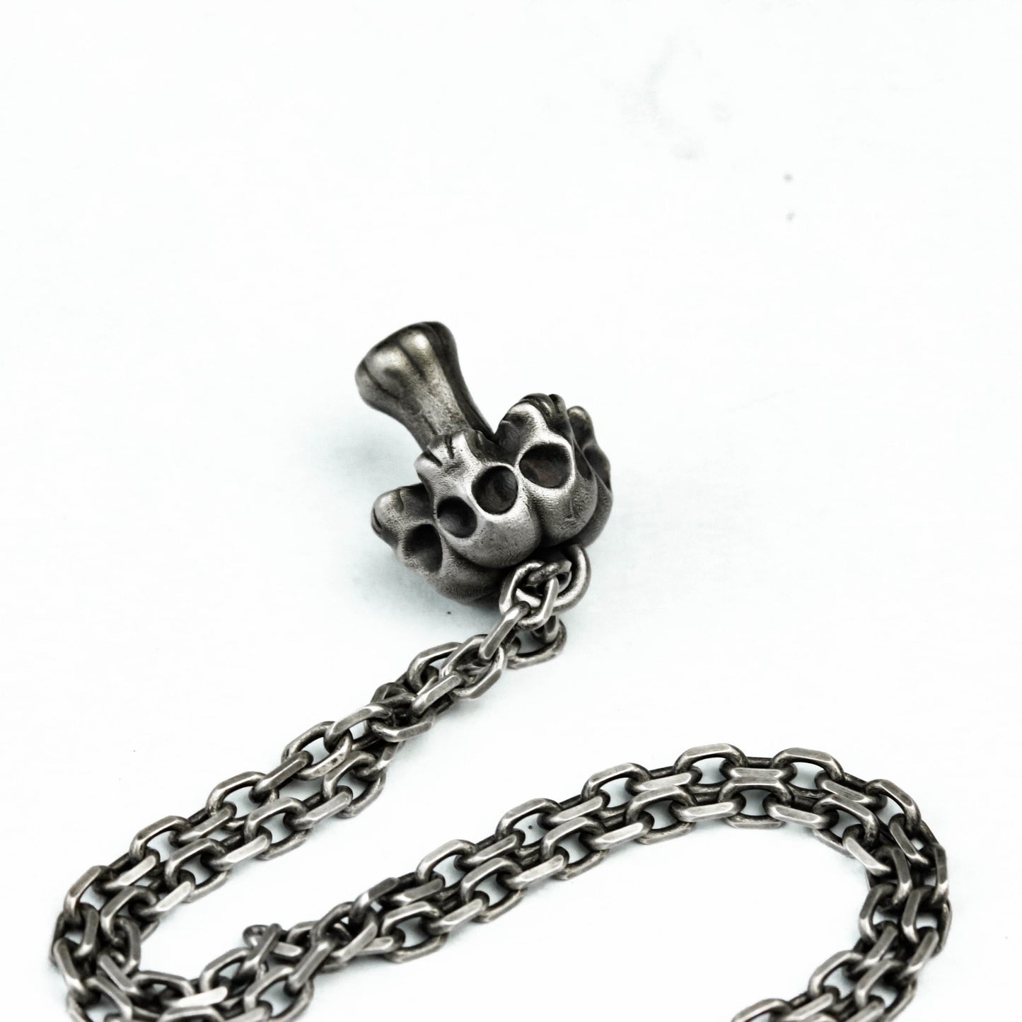 925 silver skull and mushroom pendant, poisonous mushroom pendant, mushroom genie pendant