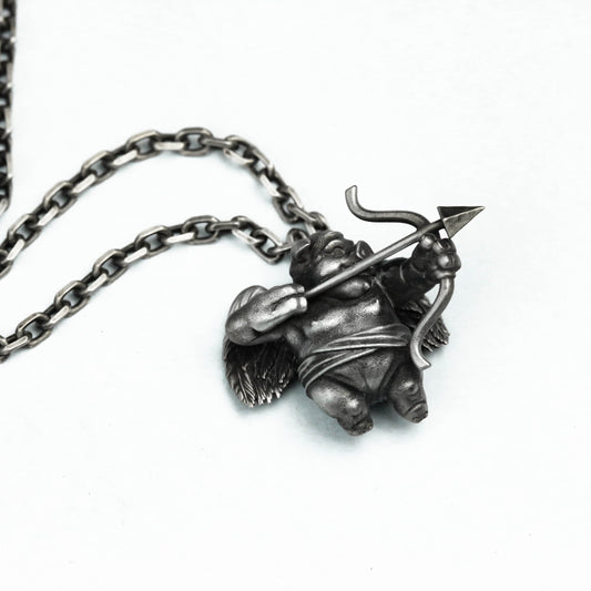 925 Silver Piggy Angel Pendant, Cupid Necklace, Love God Jewelry