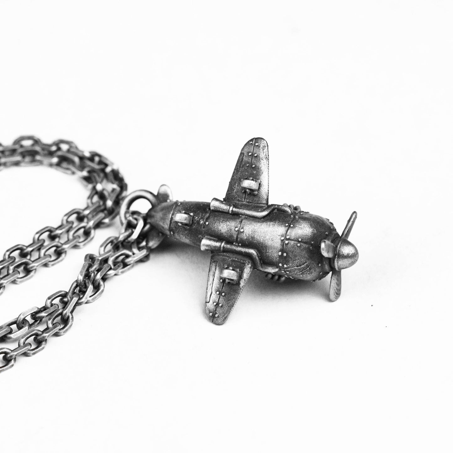 925 silver Airplane Charms, Antique Biplane Plane,Airplane Pendant,Vintage Airplane Necklace,Unique Necklace ,Gift for Male ,Flight Student