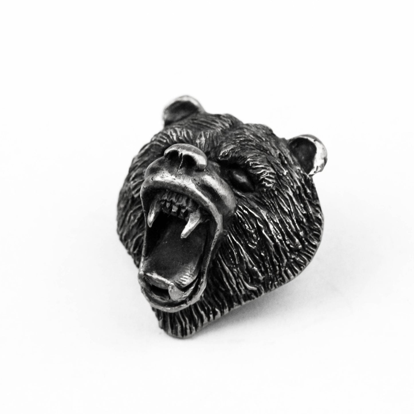 Brown bear pendant, black bear necklace, hunter jewelry, roaring bear pendant brass handmade jewelry