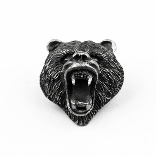 Brown bear pendant, black bear necklace, hunter jewelry, roaring bear pendant brass handmade jewelry