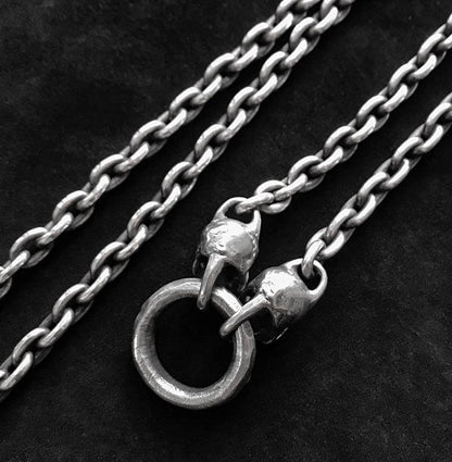 Skull Silver Necklace - Men's Silver Necklace - Handmade Artisan Silver Jewelry - Sterling Silver Solid Cast - Oxidized Silver Pendant.