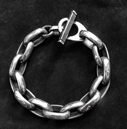 9mm12mm Simple Bracelet - Polished Refined Sterling Silver Bracelet - Couple OT Sterling Silver Handmade Bracelet - Love Gift.