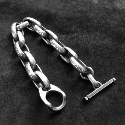 9mm12mm Simple Bracelet - Polished Refined Sterling Silver Bracelet - Couple OT Sterling Silver Handmade Bracelet - Love Gift.