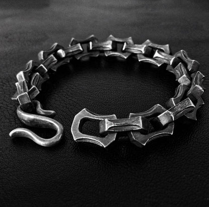European and American 12mm Too Angle Bracelet - Silver Bracelet - Personalized Jewelry - Silver Men's Bracelet - Gift for Minimalists.