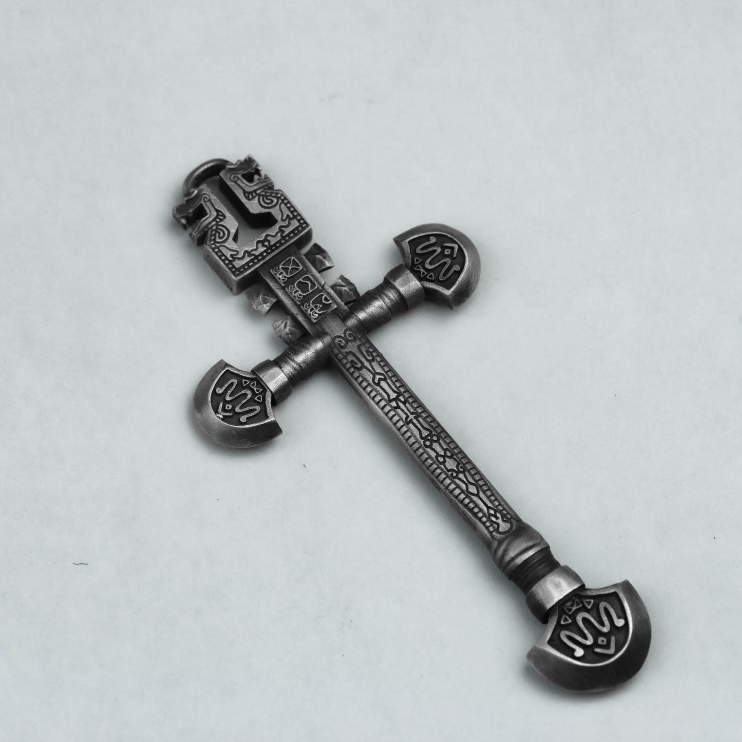 925 silver Mayan cross pendant Vintage Mayan Egyptian Revival Large pendant necklace