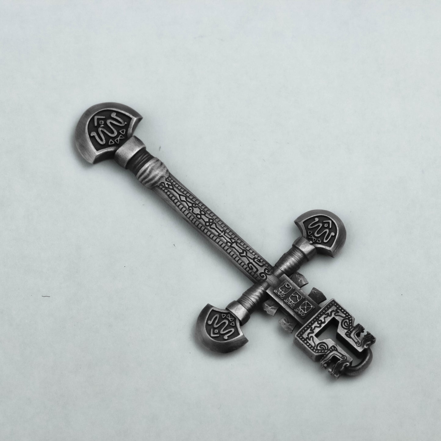 925 silver Mayan cross pendant Vintage Mayan Egyptian Revival Large pendant necklace