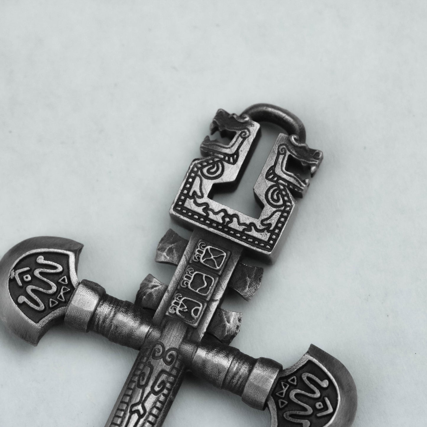 925 silver Mayan cross pendant Vintage Mayan Egyptian Revival Large pendant necklace