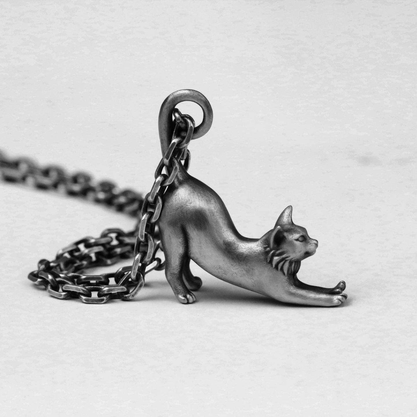 925 silver lazy cat pendant, stretched out cat jewellery, women's jewellery