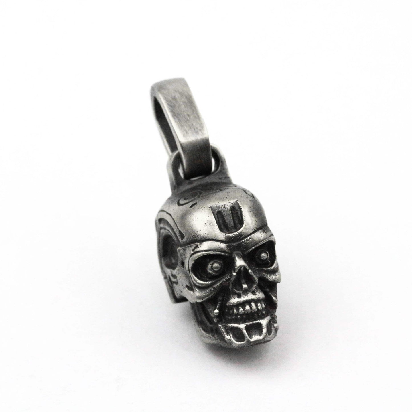 925 silver Terminator T-800 Pendant Charm Necklace Men's Jewelry Skull Robot Pendant Retro Brass Keychain Handmade Jewelry