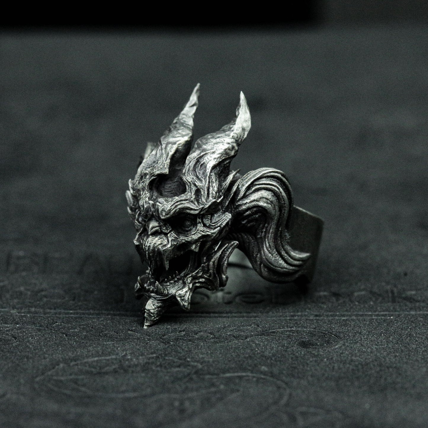 925 sterling silver stone statue ghost head ring, ghost head ring, demon ring, demon jewelry - handmade