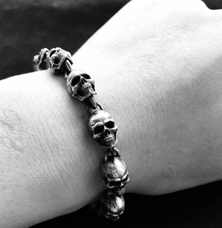 Men's Bracelet - Skull Silver Bracelet - Skull - Silver Skull - Silver Jewelry