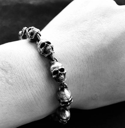 Men's Bracelet - Skull Silver Bracelet - Skull - Silver Skull - Silver Jewelry.