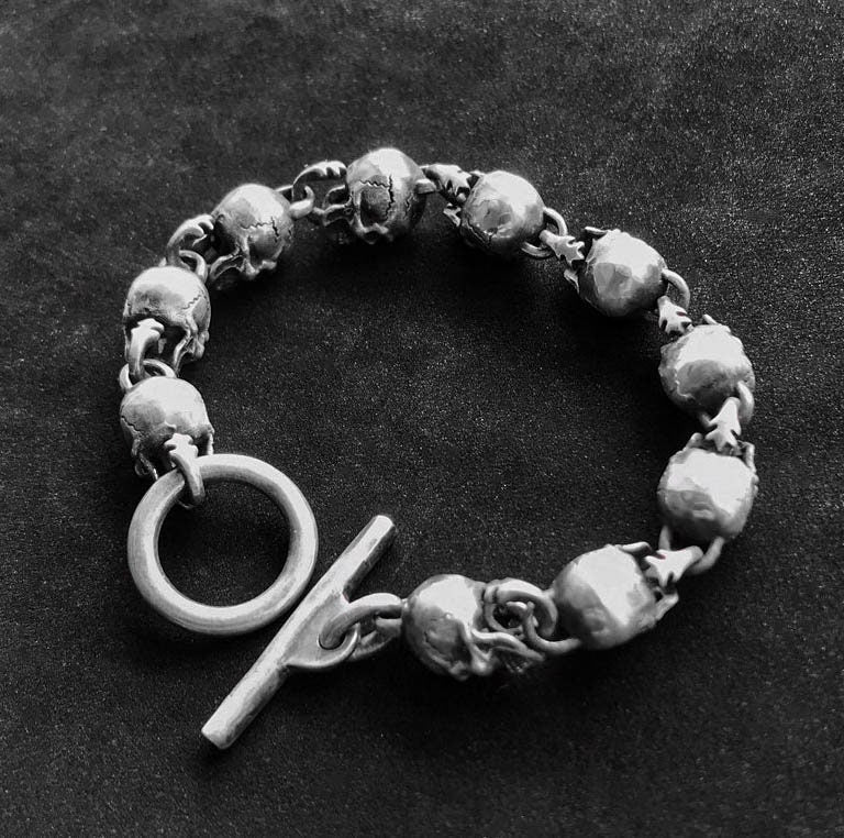 Men's Bracelet - Skull Silver Bracelet - Skull - Silver Skull - Silver Jewelry