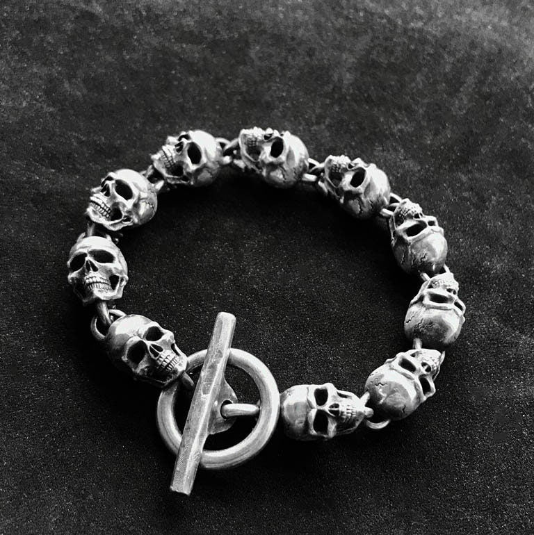 Men's Bracelet - Skull Silver Bracelet - Skull - Silver Skull - Silver Jewelry