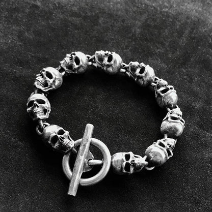 Men's Bracelet - Skull Silver Bracelet - Skull - Silver Skull - Silver Jewelry.